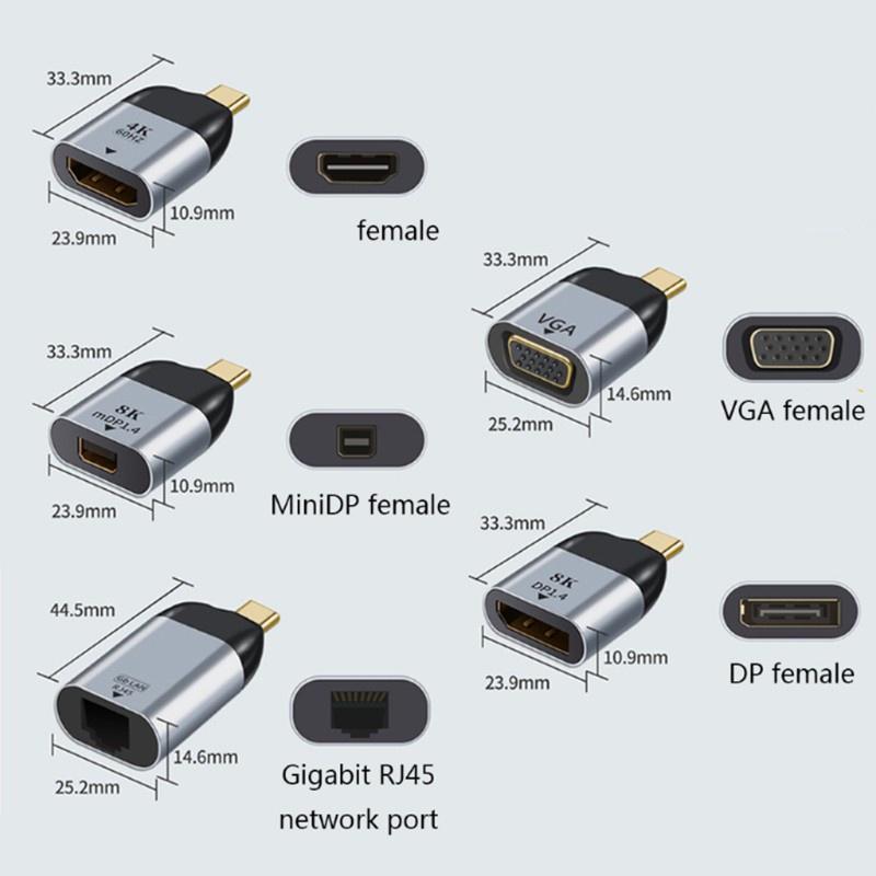 Đầu Chuyển Đổi Hdmi/Vga/Dp/Rj45/Mini Dp-Hd 4k 60hz Cho Laptop táo Hdmi Usb-C