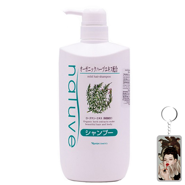 Dầu gội thảo dược mượt tóc Naris Natuve Mild Hair Shampoo Nhật Bản 650ml + Móc khóa