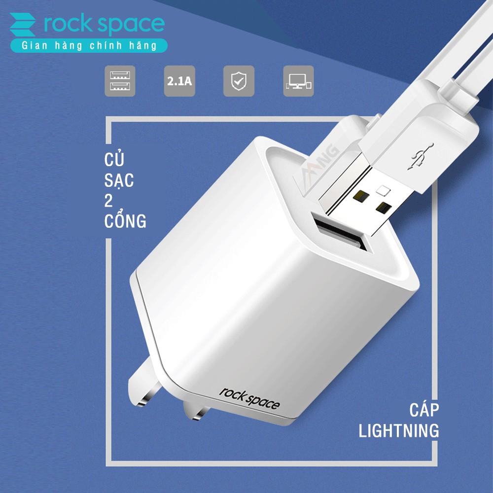 Bộ củ cáp sạc nhanh Rockspace T22 PRo dành cho Iphone , 2 cổng sạc nhanh không nóng máy - Hàng chính hãng