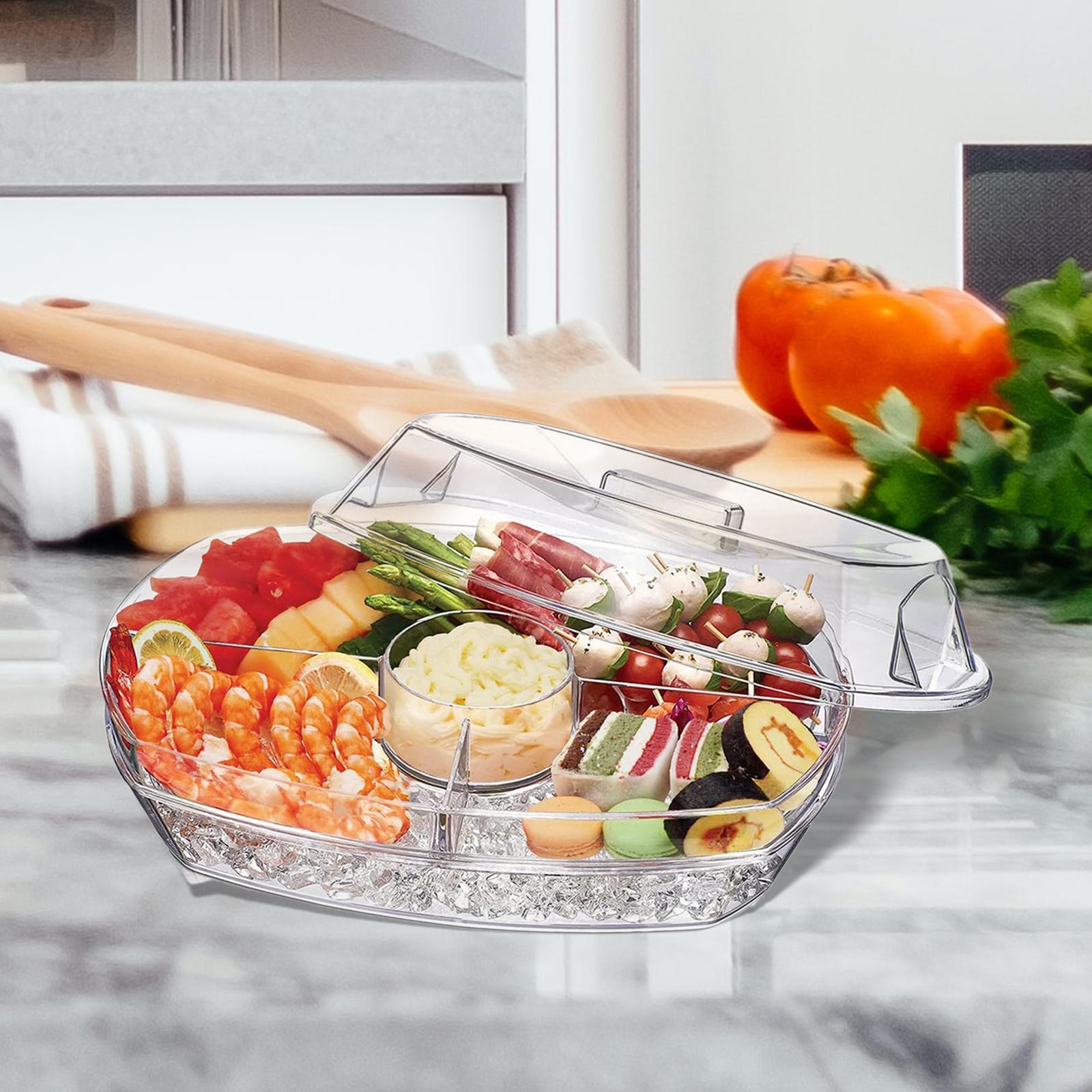Ice Serving Tray Catering Trays Ice Serving 4 Compartment for Meats Vegetables Salad