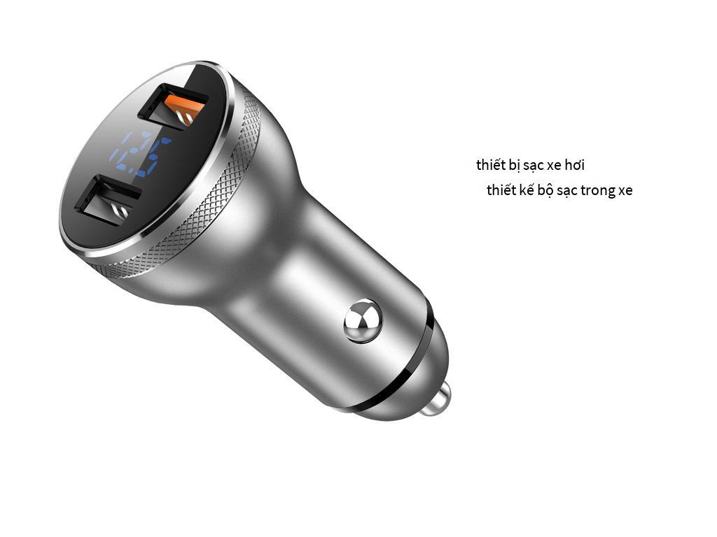 Giá thấp nhất bộ sạc xe hơi hiện đại bộ sạc điện thoại di động trên xe hơi USB kép sạc nhanh sạc xe hơi màn hình hiển thị điện áp bộ sạc xe hơi