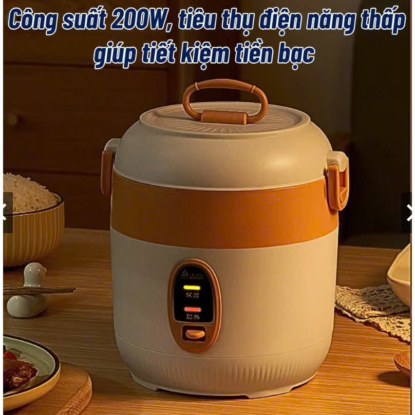 Nồi Cơm Điện Đa Năng 1.2L – Nấu Cơm, Hầm Cháo, Hấp, Xào, Luộc Siêu Tiện Lợi - HÀNG CHÍNH HÃNG MINIIN