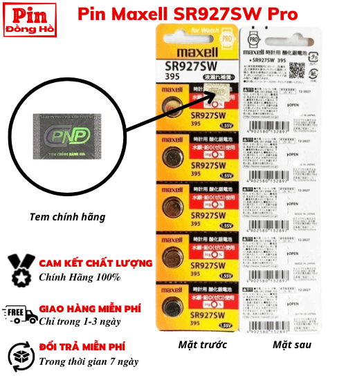 [HCM] Pin 927 Maxell SR927SW PRO - 1 vỉ 5 viên - Dùng cho Cmos, đồ chơi, thiết bị điện tử, đồng hồ