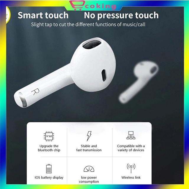 tai nghe nhét tai pro 6 bản cao cấp ECOKING{ MUA 1 TẶNG 1 TAI NGHE DÂY} kết nối bluetooth 5.0 ẩm thanh nổi chân thực có