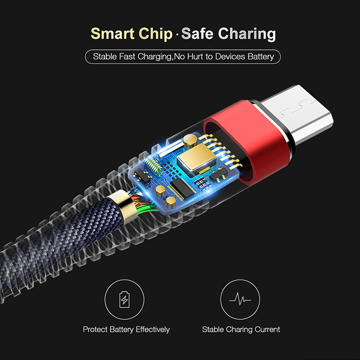 Cáp sạc điện thoại chất liệu bọc vải dù dài 1m, cổng Micro USB vừa sạc vừa truyền dữ liệu