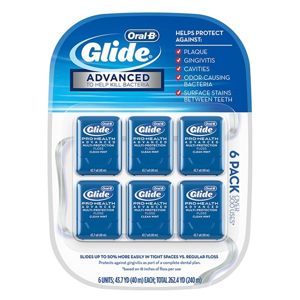 Hình ảnh Vỉ 6 Hộp Chỉ Nha Khoa Oral-B Glide Advanced Multi-Protection Floss Mỹ 44m(hộp)