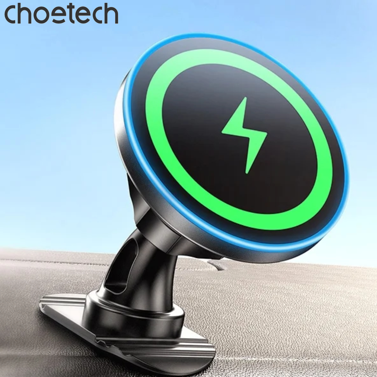 Bộ giá đỡ điện thoại hít nam châm 2in1 dùng trên ô tô Choetech T208-F sạc nhanh công suất 15W - Hàng chính hãng