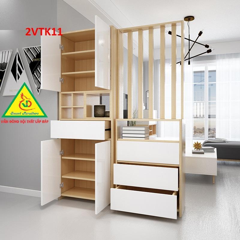 Tủ kệ trang trí kiêm vách ngăn phòng khách , nhà bếp 2VTK11- Nội thất lắp ráp Viendong Adv