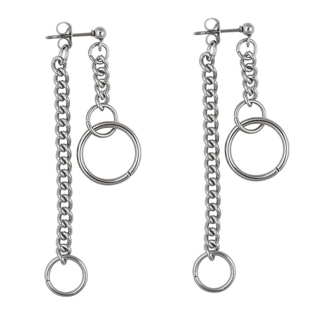 1 Pair Long Chain Tassel Hoop Drop Dangle Color Ear Stud Earrings