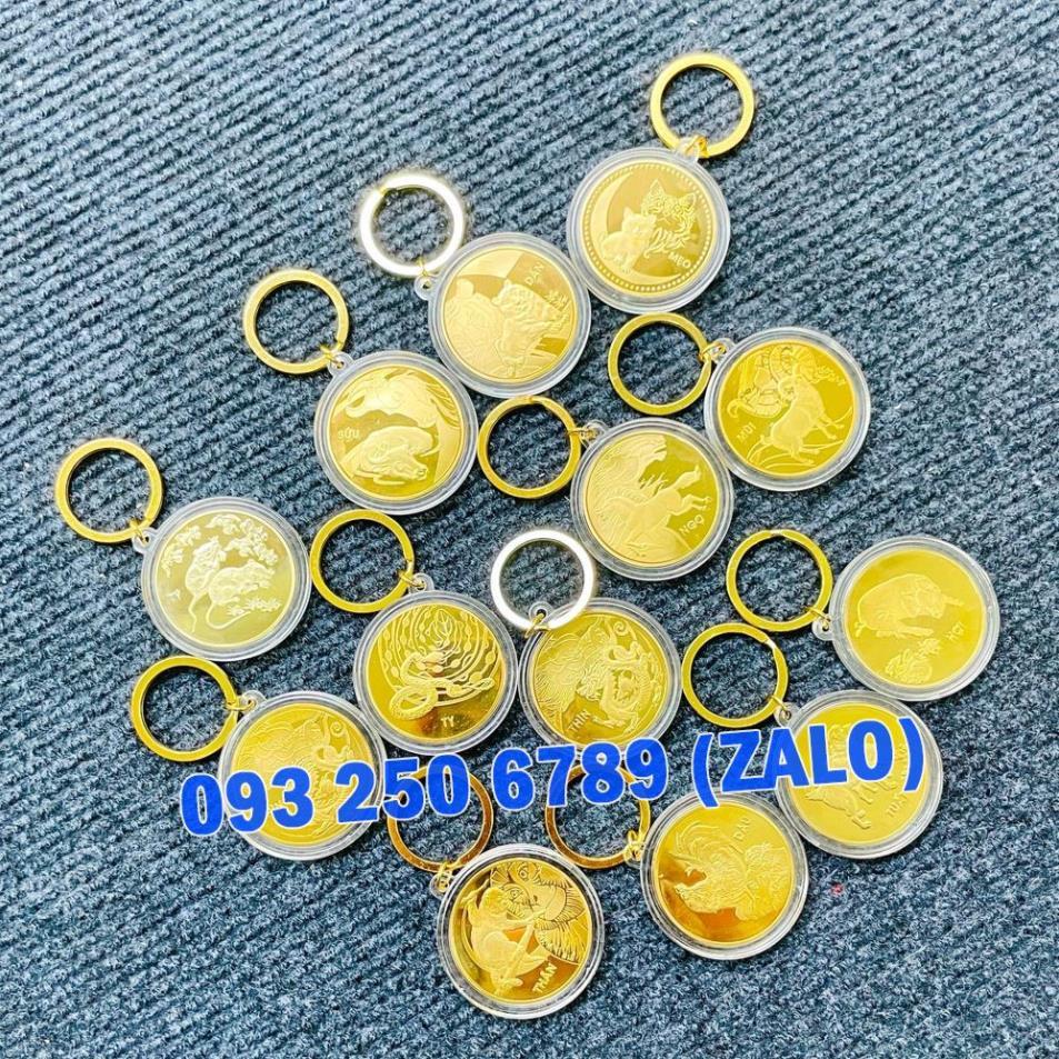 Móc Khóa Đồng Xu 12 Con Treo Xe Máy, Ô Tô Phong Thủy May Mắn