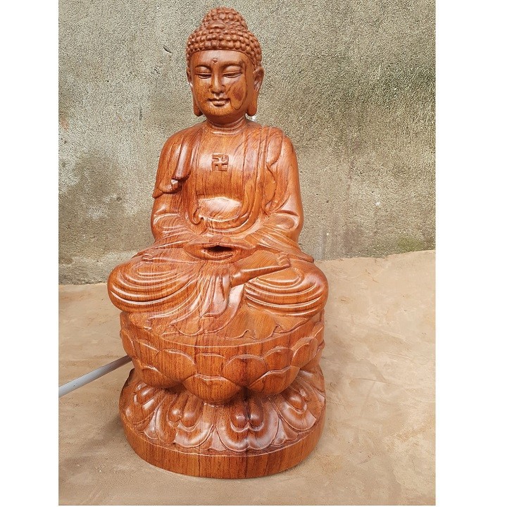 Tượng Phật Thích Ca Mâu Ni gỗ hương nguyên khối cao 30cm