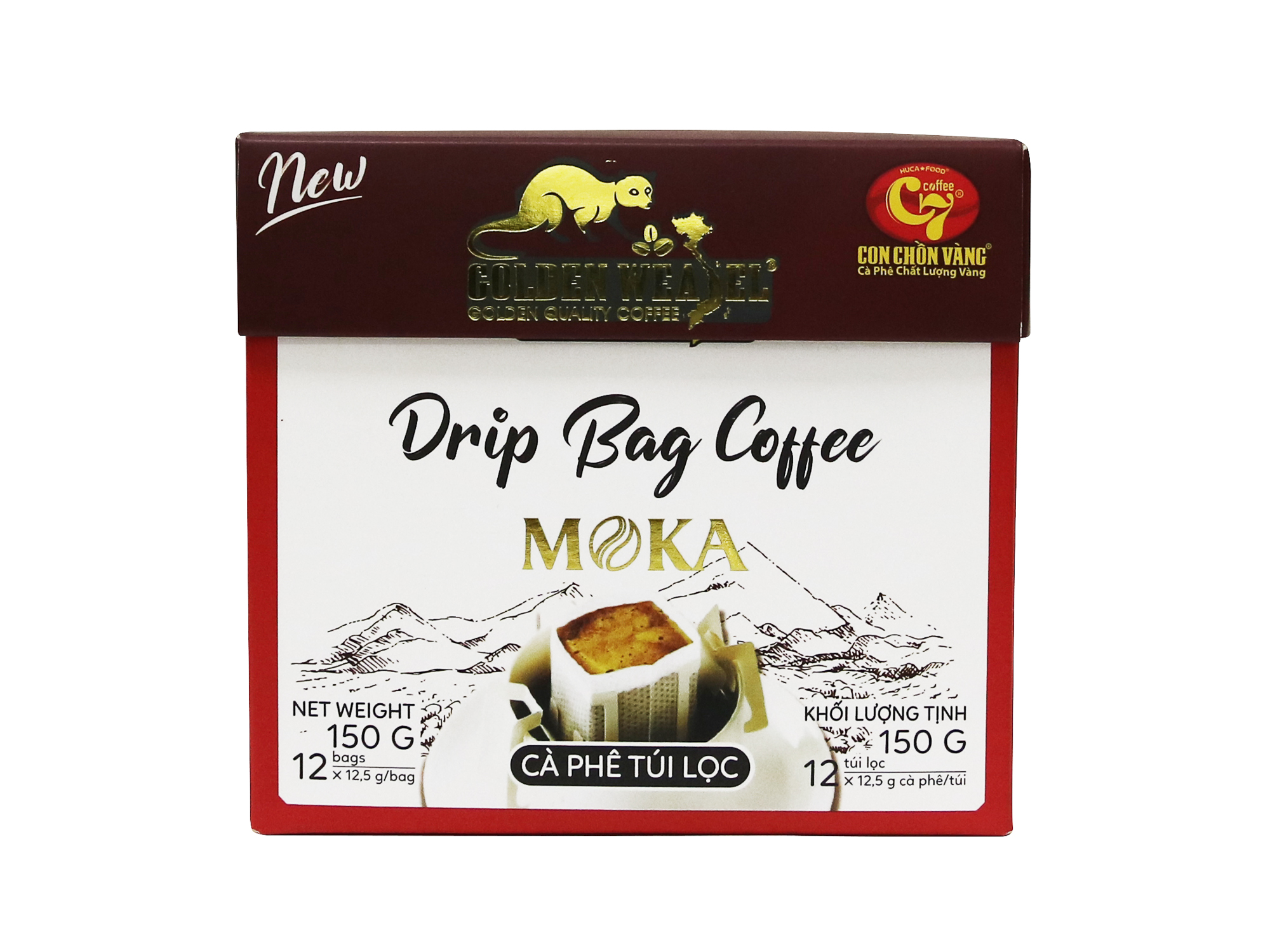 Cà Phê Túi Lọc Moka Nguyên Chất Chồn Vàng Hộp 150Gr - Huca Food