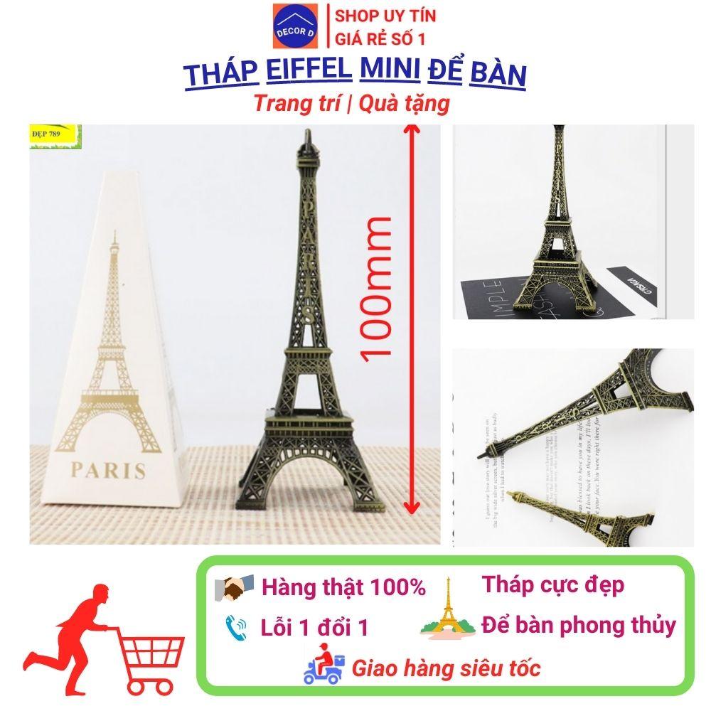 Mô hình trang trí tháp Eiffel cao 10cm kim loại decor phòng tặng quà trang trí phong thủy