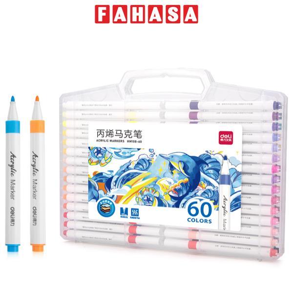 Hộp 60 Bút Lông Màu Acrylic Markers - Deli HM108-60