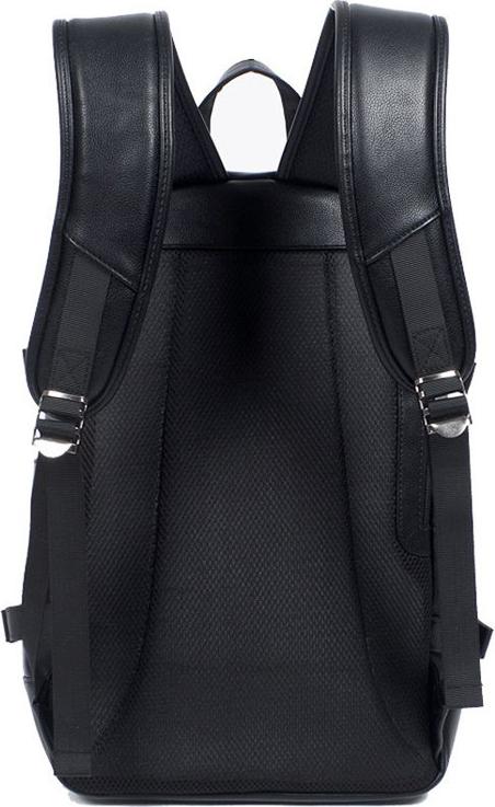 Ba Lô Học Sinh Da Unisex Đầu Sạc USB Đen