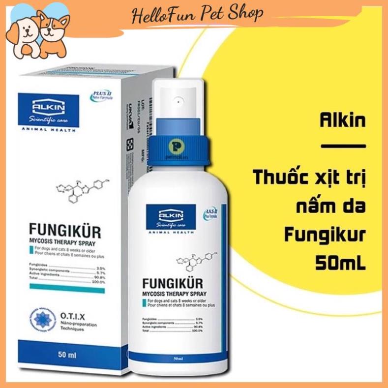 Xịt nấm ngứa, ve rận, ghẻ ngứa và viêm da cho chó mèo Fungikur (50ml)