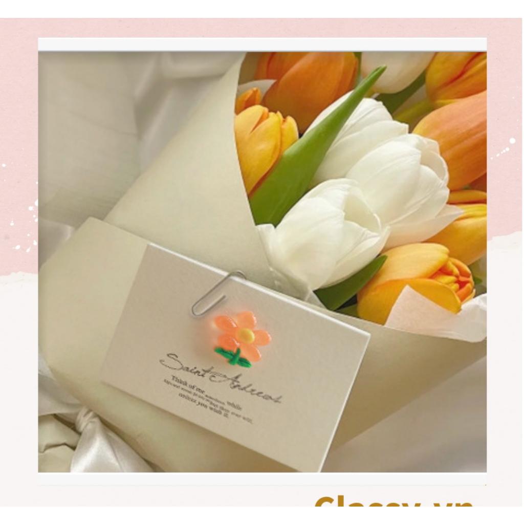 Thiệp chúc mừng Classy , thiệp đính hoa nhựa đẹp tinh tế, quà tặng sinh nhật, lễ hội Q1496