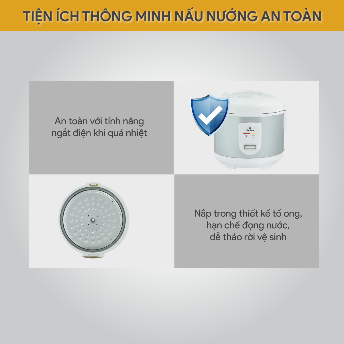 Nồi Cơm Điện Nắp Gài BlueStone RCB-5527 1.8 Lít 700W - Hàng Chính Hãng