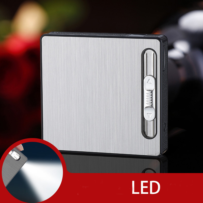 Bật Lửa Điện Kiêm Hộp Đựng Thuốc 20 Điếu Có Đèn Pin - Sạc Điện