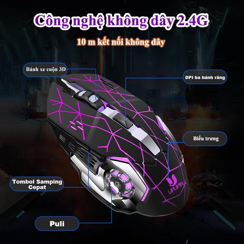 UPUPIN Chuột không dây gaming Led wireless 2.4GHz laptop Tự động đổi màu sắc chuột chơi game không dây - Hàng Chính Hãng