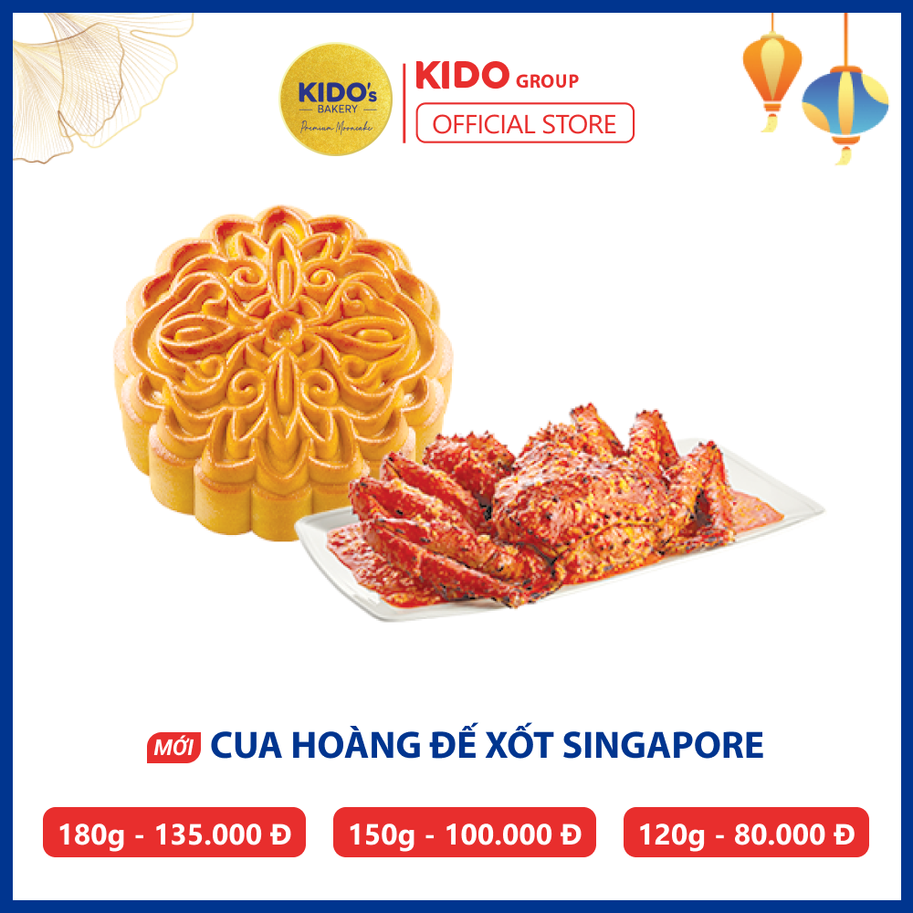 Bánh trung thu KIDO’s Bakery Vị Cua Hoàng Đế Xốt Sigapore 1 trứng ( Tặng kèm hộp cao cấp đơn 2 bánh và 4 bánh/hộp )