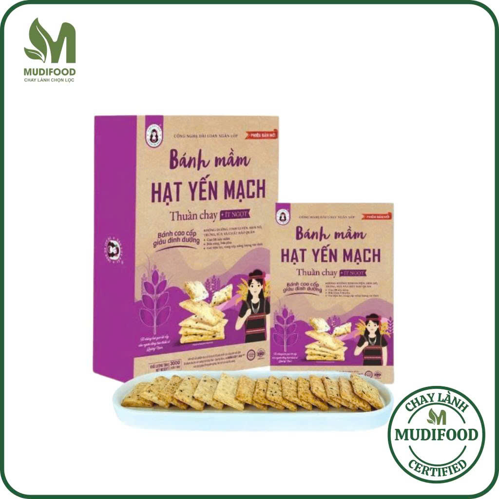 Bánh Mầm Hạt Yến Mạch Bh.Nong Hộp 150g/300g - Dinh Dưỡng Ăn Chay, Ăn Vặt Healthy, Ăn Dặm, Bữa Phụ, Bữa Sáng