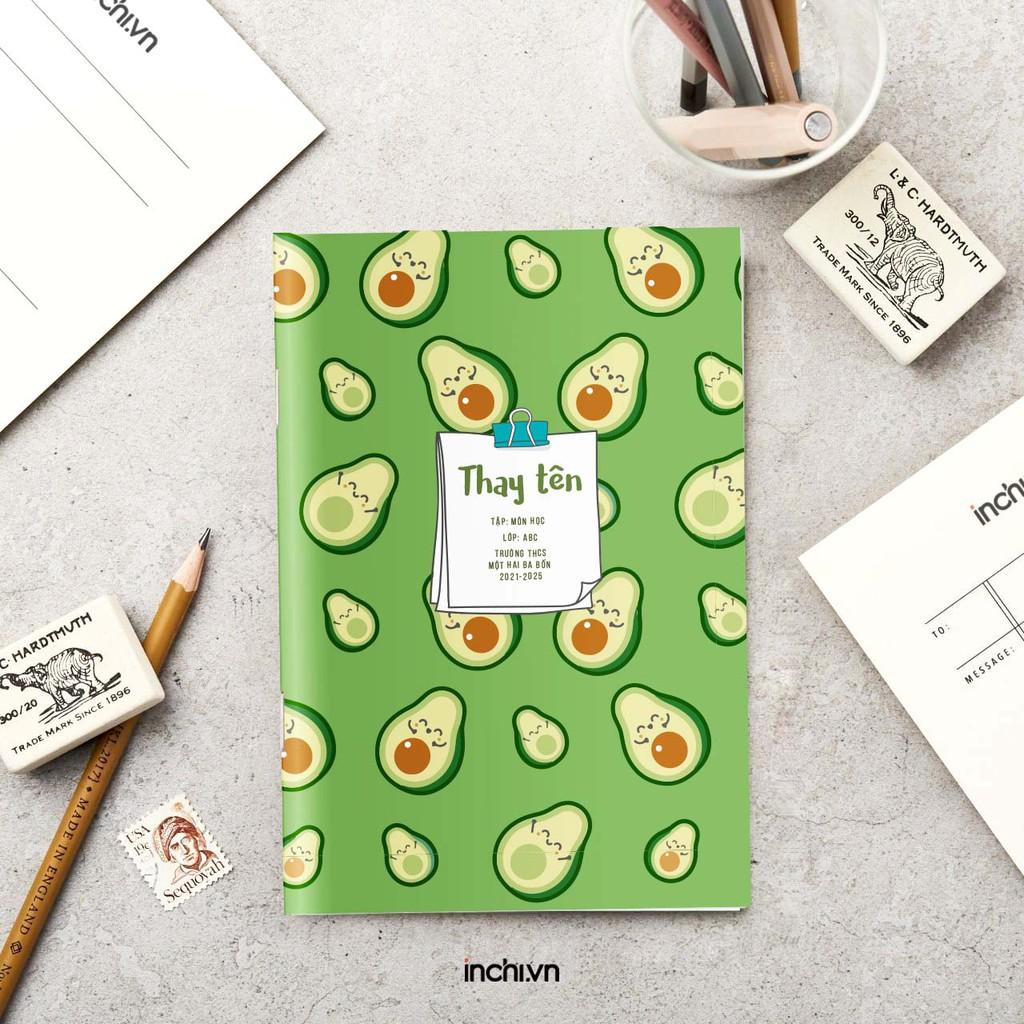 5 MẪU VỞ Ô LY BÌA IN TÊN VÀ HÌNH QUẢ BƠ ĐÁNG YÊU THEO YÊU CẦU 80 TRANG CHẤT LƯỢNG CAO CHO BÉ ĐI HỌC