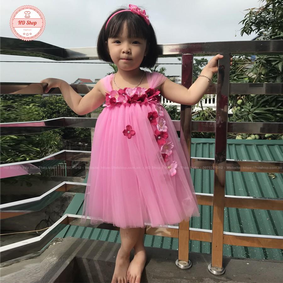 Váy bé gái ️️ Váy tutu hồng phấn tú cầu cho bé gái từ 0 đến 8 tuổi