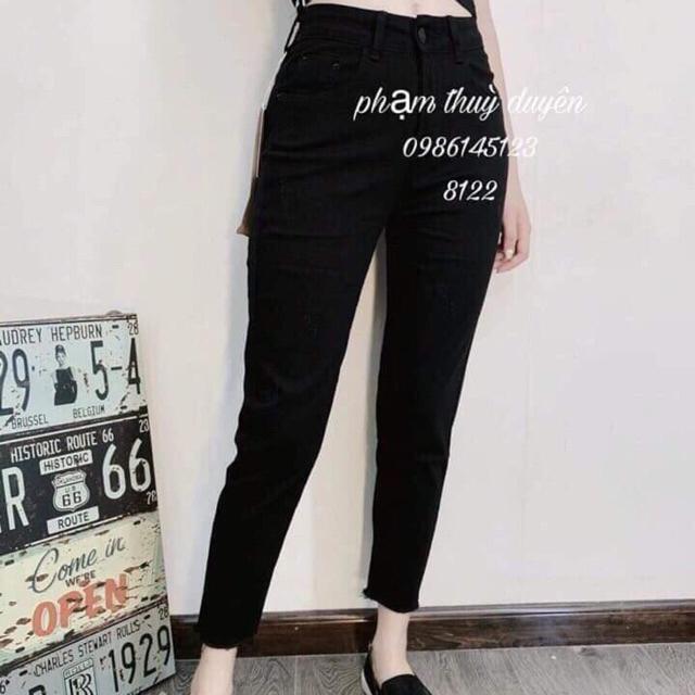 Quần jean nữ đen trơn dáng boy cực chất
