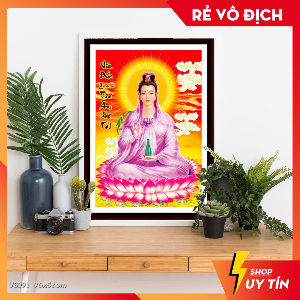 Tranh đính đá phật bà quan âm bồ tát VS091 - 75 x 53 cm - chưa đính