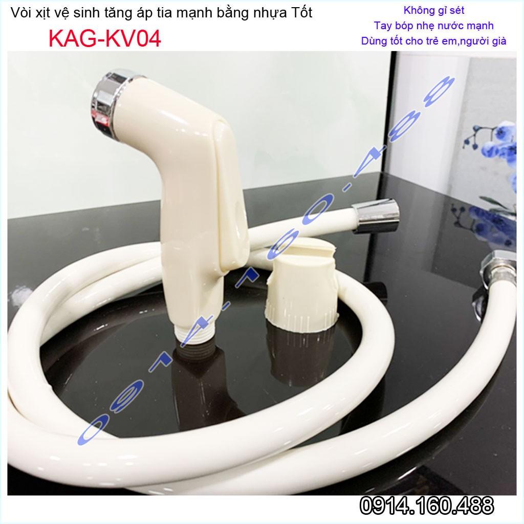 Vòi xịt bồn cầu KAG-KV04 màu kem, vòi xịt rửa ấn tay nhà tắm, vòi xịt vệ sinh tia nước mạnh siêu sạch sử dụng tốt