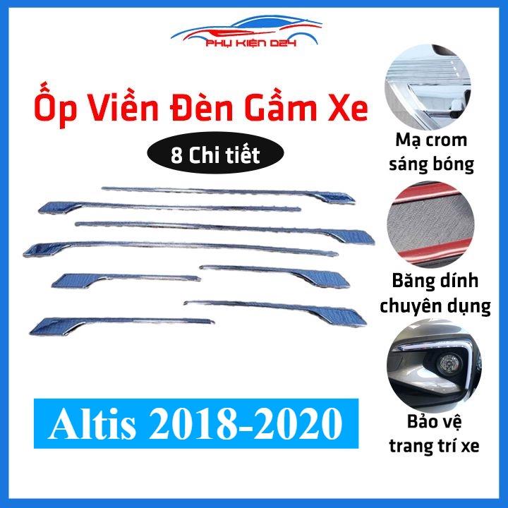 Ốp viền đèn gầm trước Altis 2018-2019-2020 gồm 8 chi tiết mạ Crom chống trầy trang trí làm đẹp xe