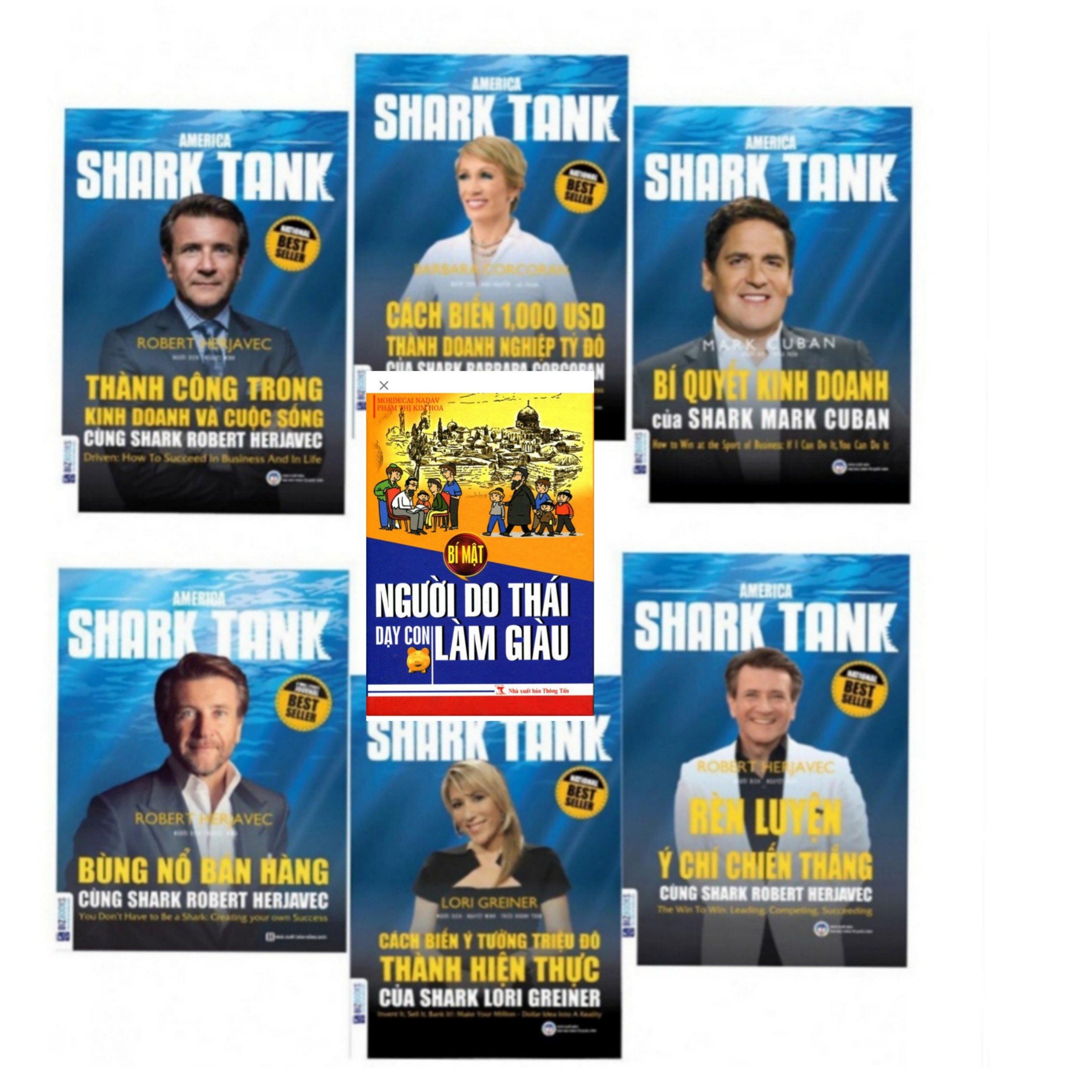 Combo trọn bộ 6 quyển America Shark Tank ( Bí quyết kinh doanh Shark mark Cuban+ bùng nổ bán hàng  Shark Robert Hrejavec + Cách biến 1000usd thành doanh nghiệp triệu đô+  Cách biến ý triệu đô thành hiện thực+ Rèn luyện ý chí chiến thắng+ Thành công trong