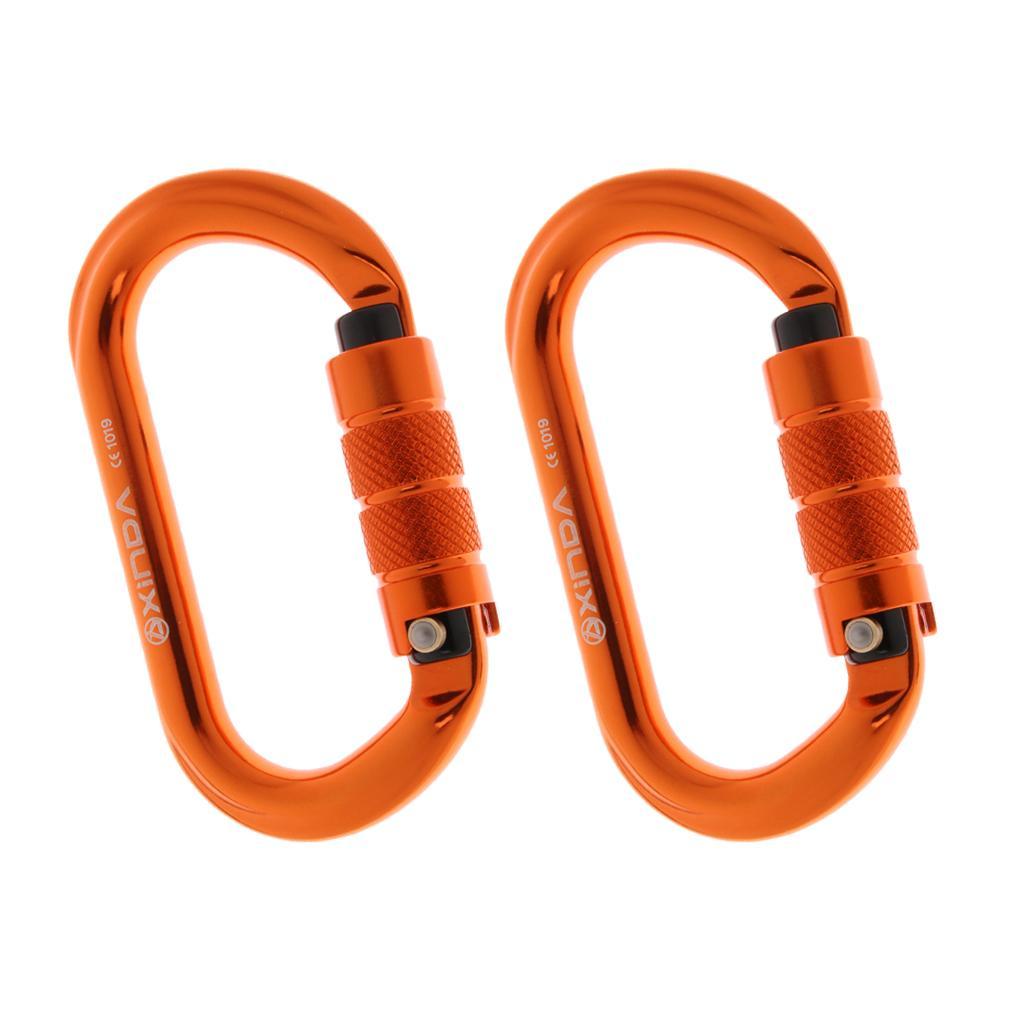 2pcs 25kN Heavy Duty Oval Screwgate Locking Climbing Carabiner, High Strength Screw Lock Rock Climbing Clip for Gym, Hammock, Caving