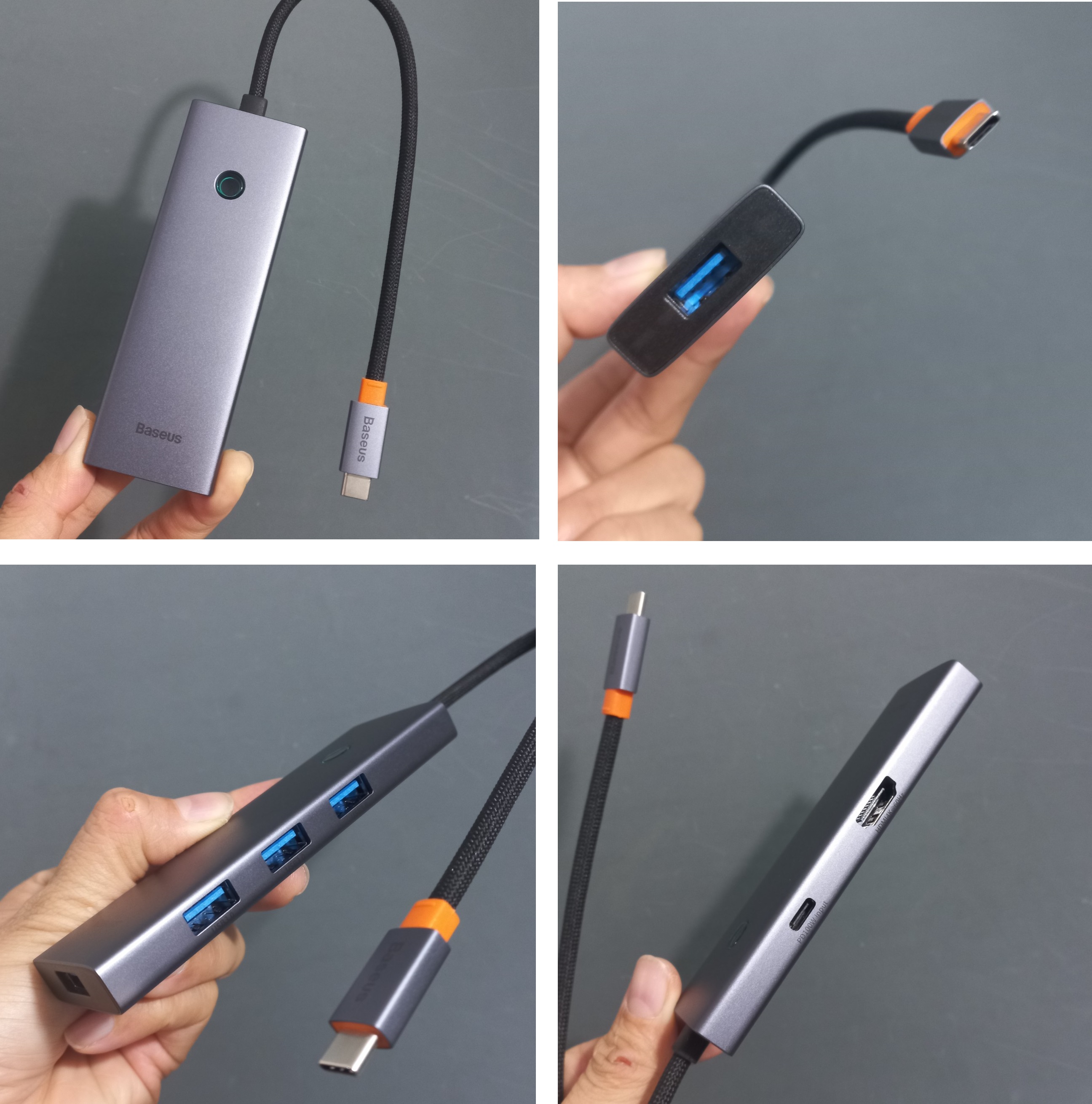 Hub đa năng mở rộng cổng p type C Macbook laptop ra 6 cổng Baseus Clarity docking station BSOH118_ Hàng chính hãng