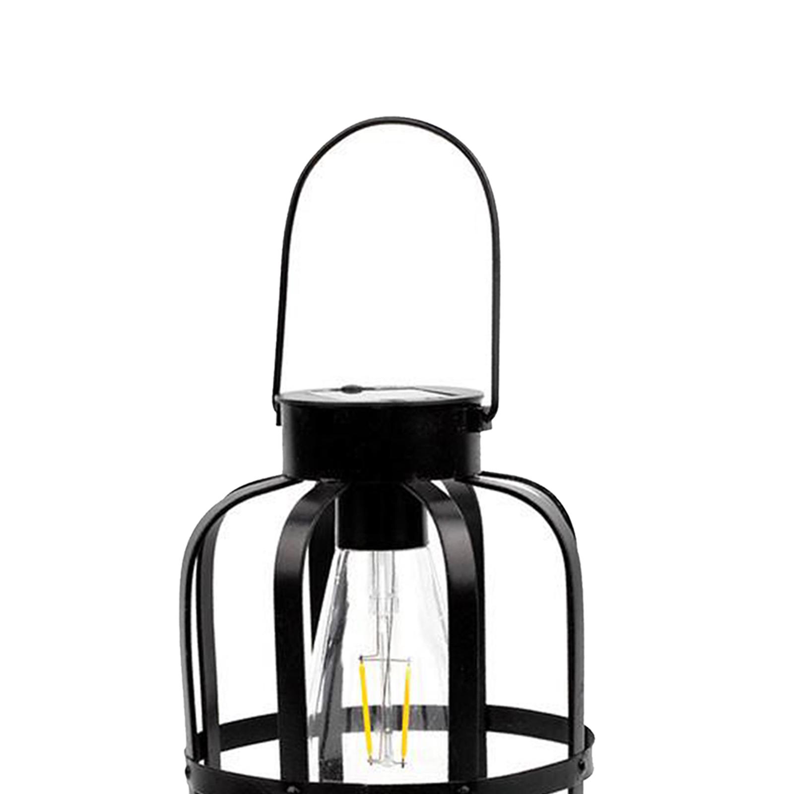 Hanging Solar Lights Lantern Lamp with Hook Ring, Metal Waterproof Bulb Lights for Garden Outdoor Pathway