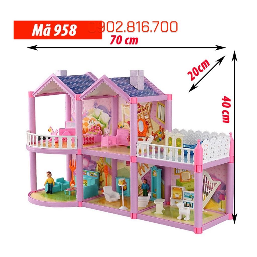 Bộ lắp ráp đồ chơi mô hình ngôi nhà búp bê 2 tầng cho bé gái 958