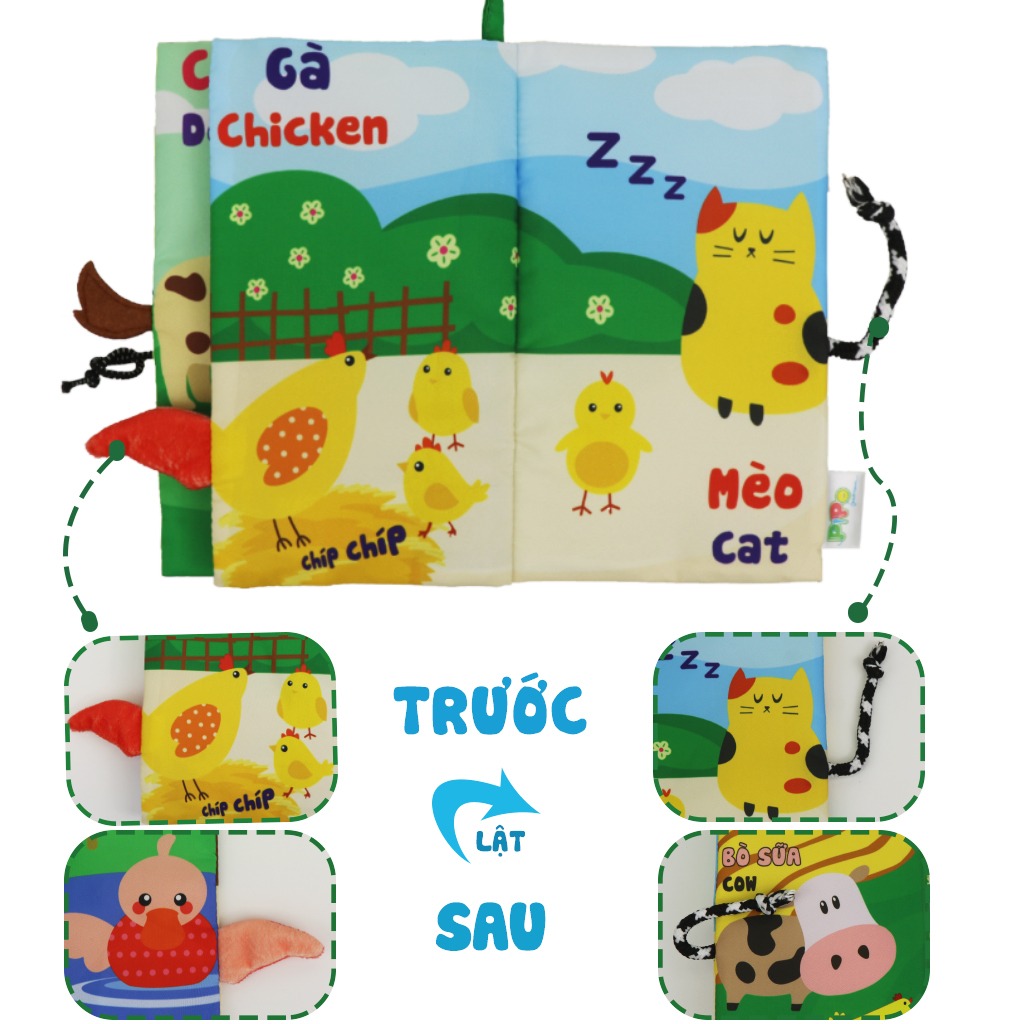 Sách Vải Tương Tác Cho Bé Đoán Đuôi Con Vật