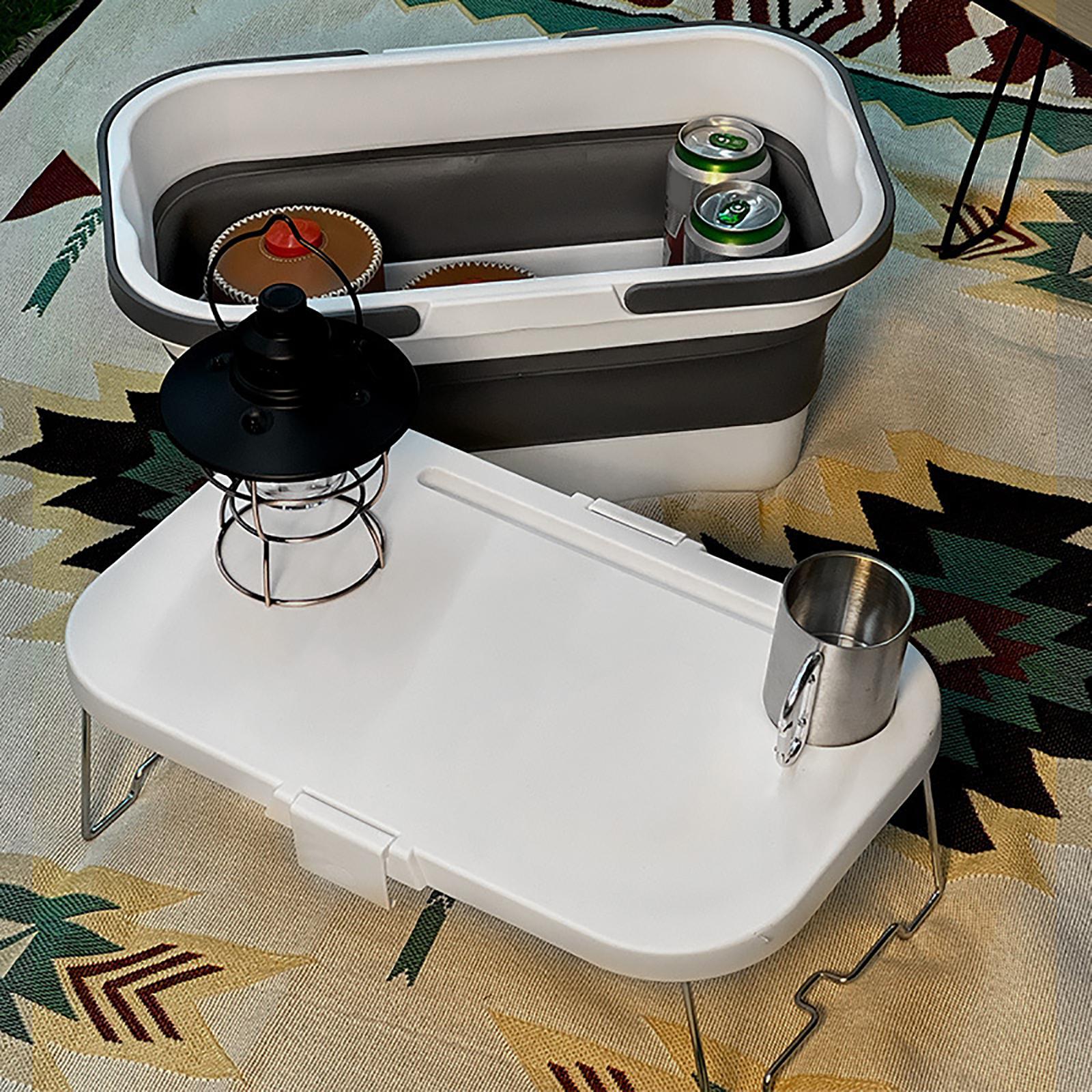 Portable Folding Picnic Basket with Handle Small Table Storage Box for Household Kitchen