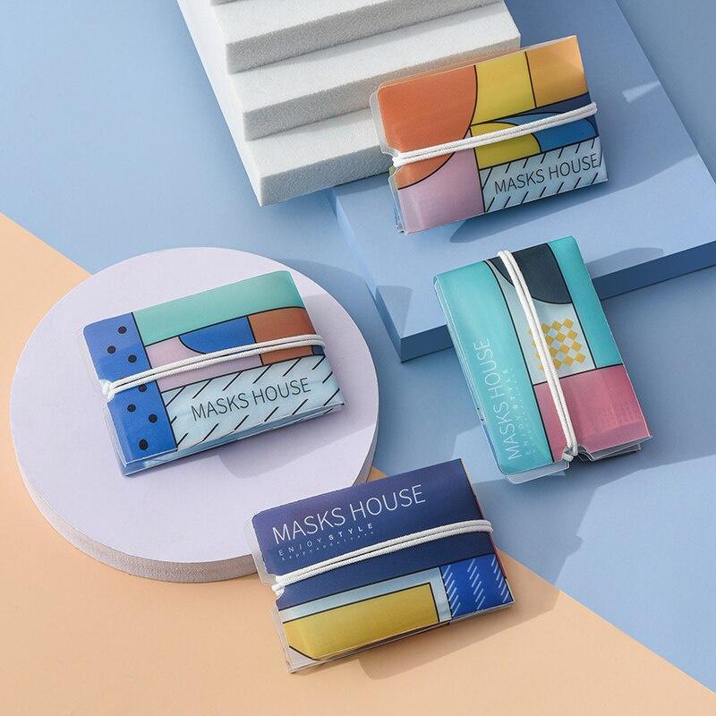 4Pcs Box Foldable Storage Disposable Face Masks Clip Dustproof Container Portable Bag Case Organizer plastic bins Eco-Friendly