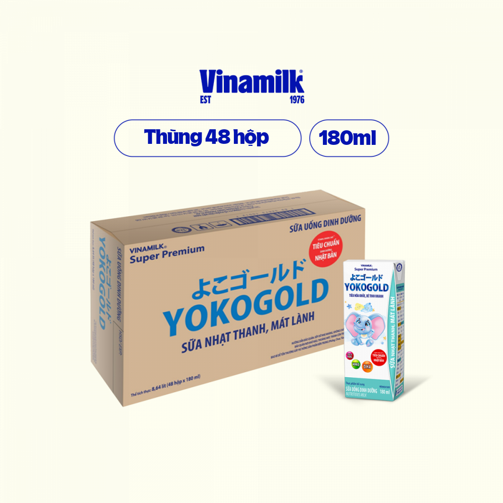 Sữa bột pha sẵn Vinamilk YokoGold - Thùng 48 hộp 180ml
