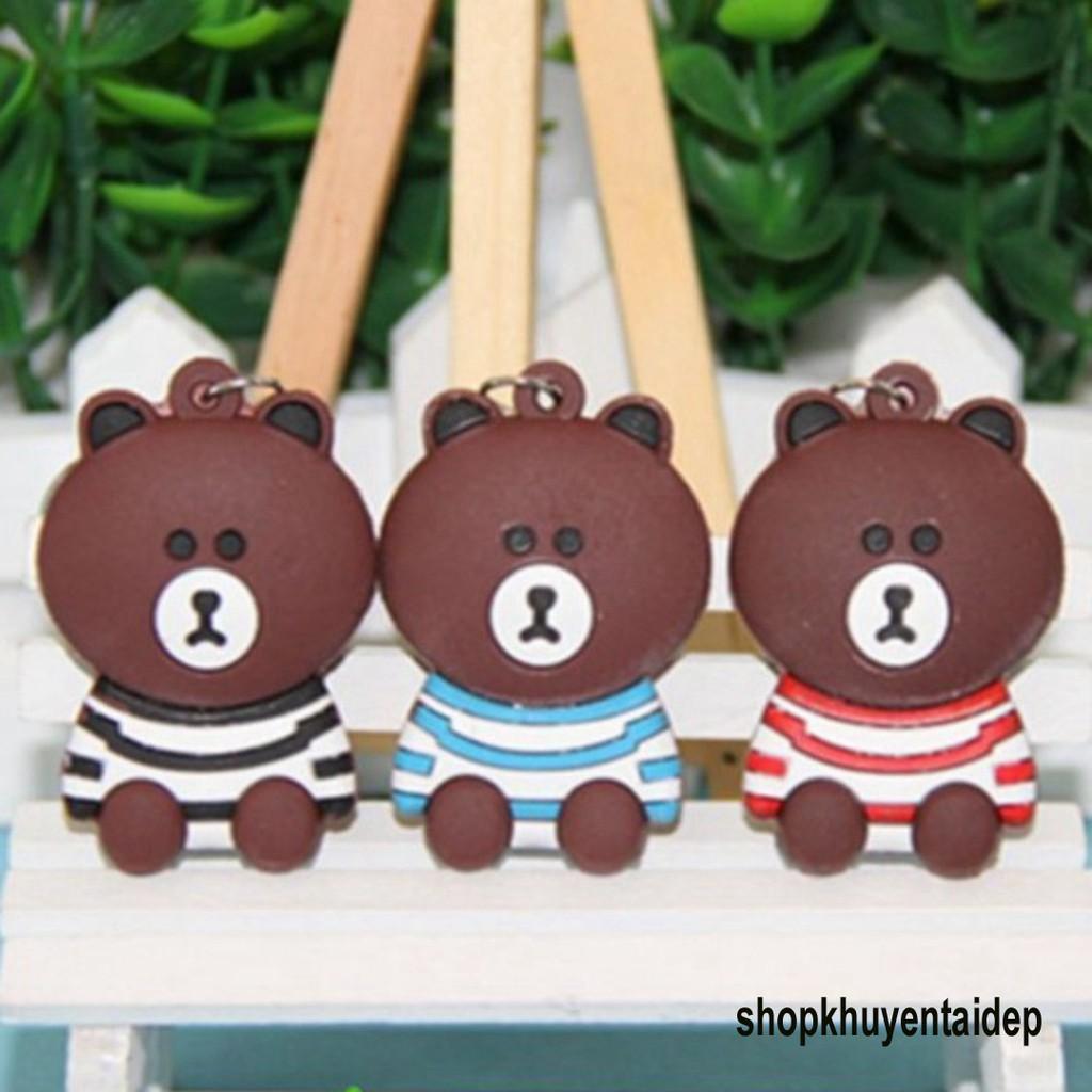 Móc khóa gấu Brown mặc áo sọc - Móc khóa thỏ Cony và gấu Brown