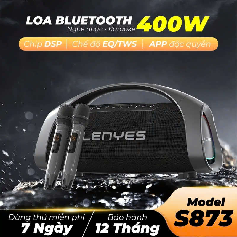 Loa Nghe Nhạc Bluetooth S873 Kèm 2 Micro Công Suất Đến 400W Pin Đến 30.000mAh Bluetooth 5.3 Chức Năng TWS Hàng Nhập Khẩu