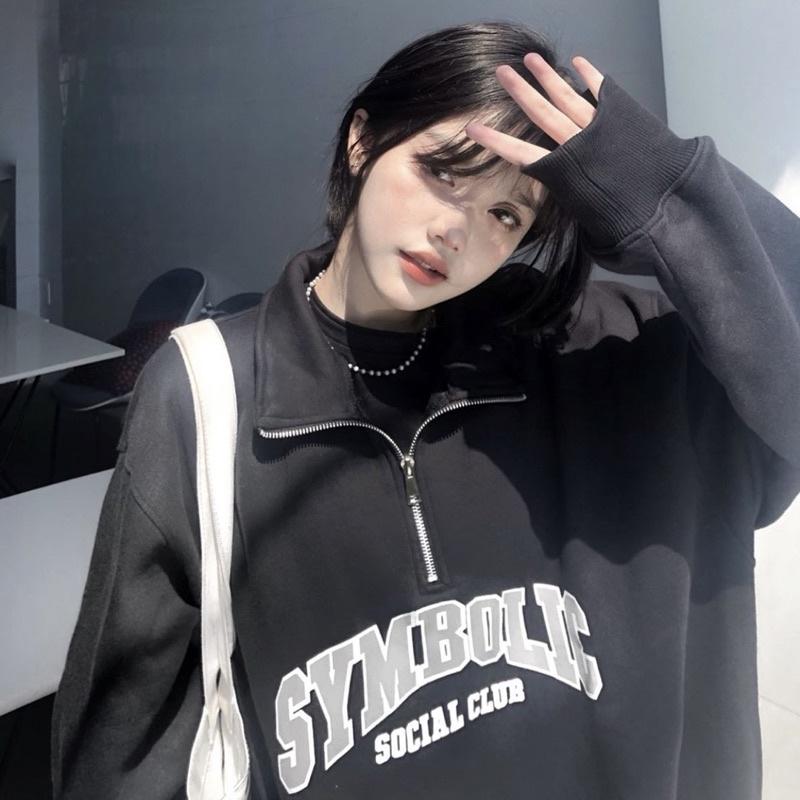 Áo sweater nỉ SYMBOL unisex Homies cổ trụ có khoá zip