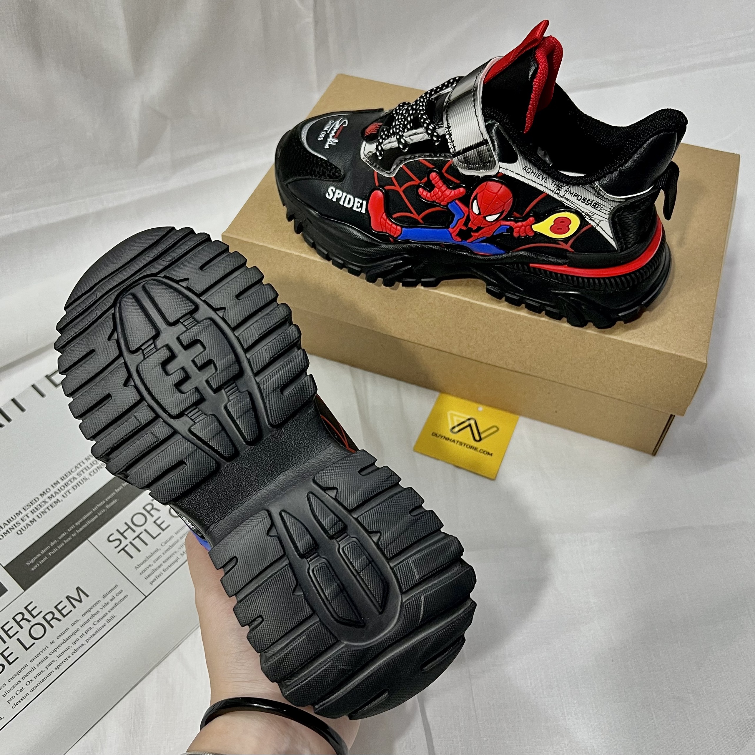 Giày Thể Thao Em Bé Trai Siêu Nhân Nhện Spider Man Màu Đen Đế Nhẹ Duy Nhật Store Sang Đẹp Êm Sneaker Bata Trend Size Lớn