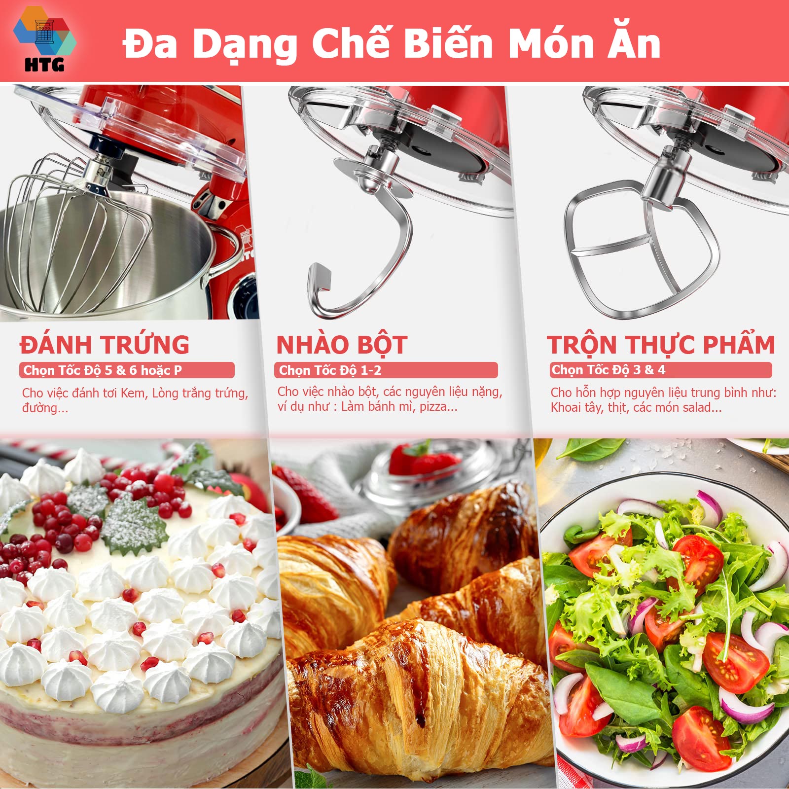 Máy nhào bột SM01 làm bánh, đánh trứng, kem, trộn thực phẩm, dung tích lớn 8 lít, 1800W mạnh mẽ, Inox 304 bền bỉ