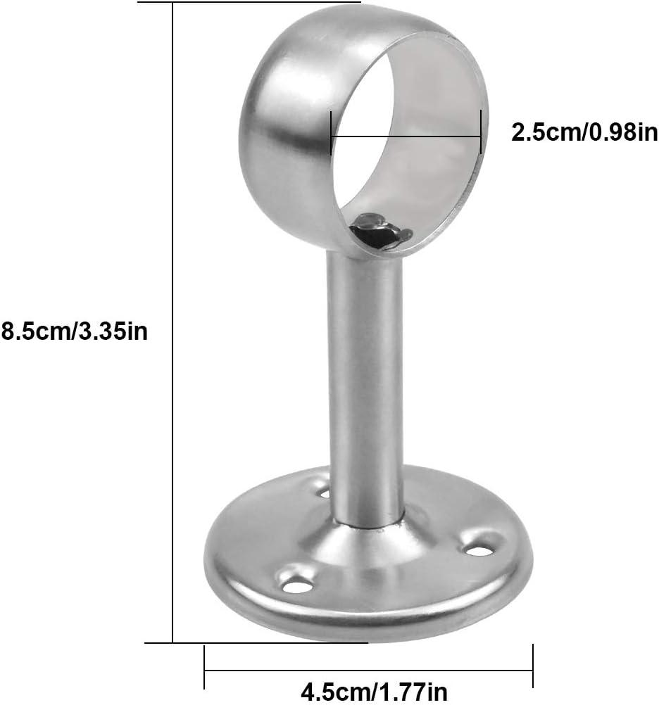 Giá đỡ thanh treo rèm 2 miếng, Thanh đỡ tủ quần áo bằng thép không gỉ Giá đỡ thanh treo tủ quần áo bằng vít và ống mở rộng cho tủ rèm tắm 25mm