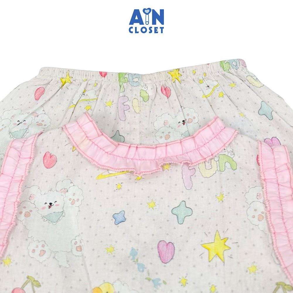 Bộ quần áo Ngắn bé gái hoạ tiết Gấu Bông Trắng Cotton - AICDBGJMCGVB - AIN Closet