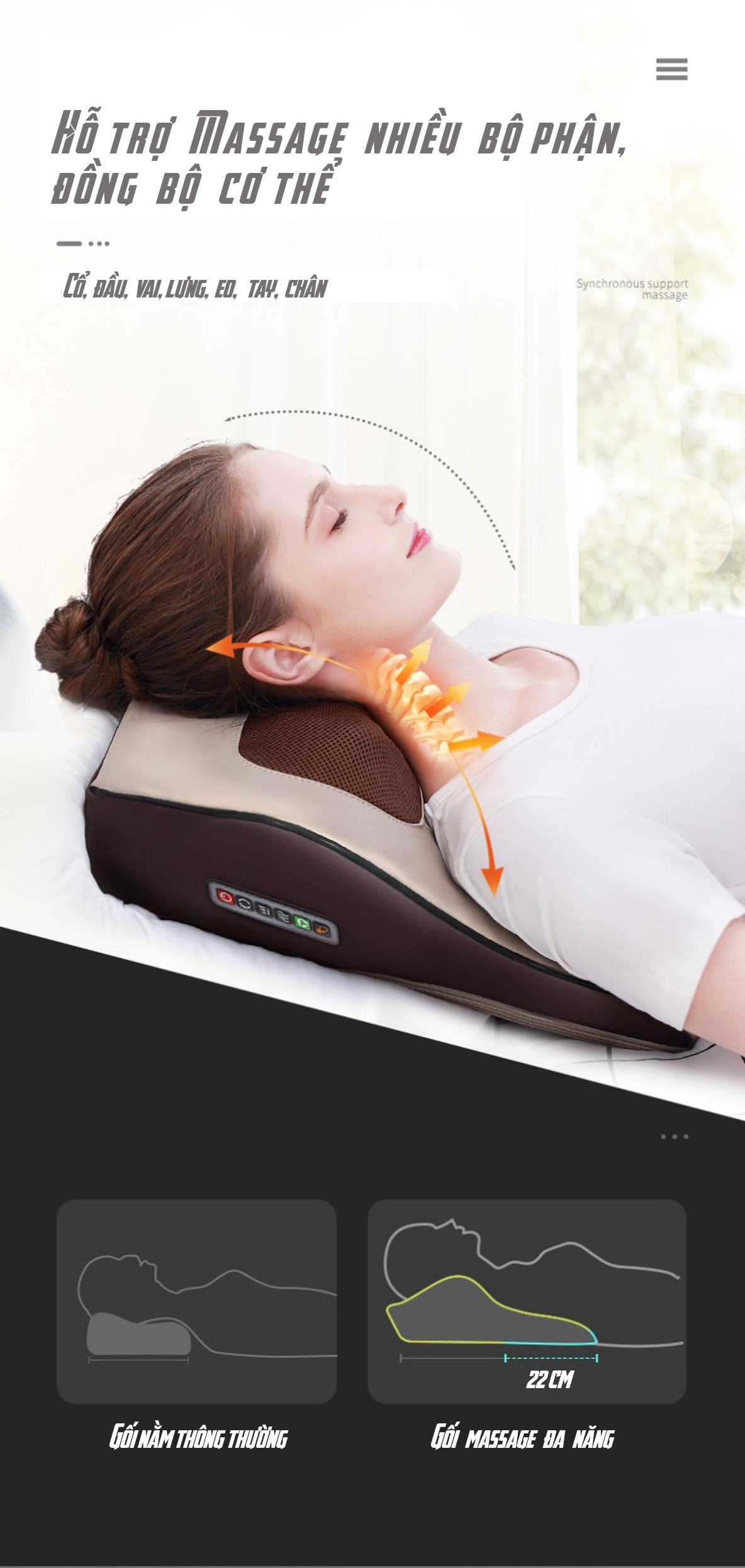 Gối Massage Đa Năng - Sử Dụng Pin Sạc - Massage Hồng Ngoại, Chất Liệu Da PU - Chuyên Sâu Cho Cổ, Vai Gáy, Lưng Dưới, Đùi, Chân - Máy Mát Xa Toàn Thân