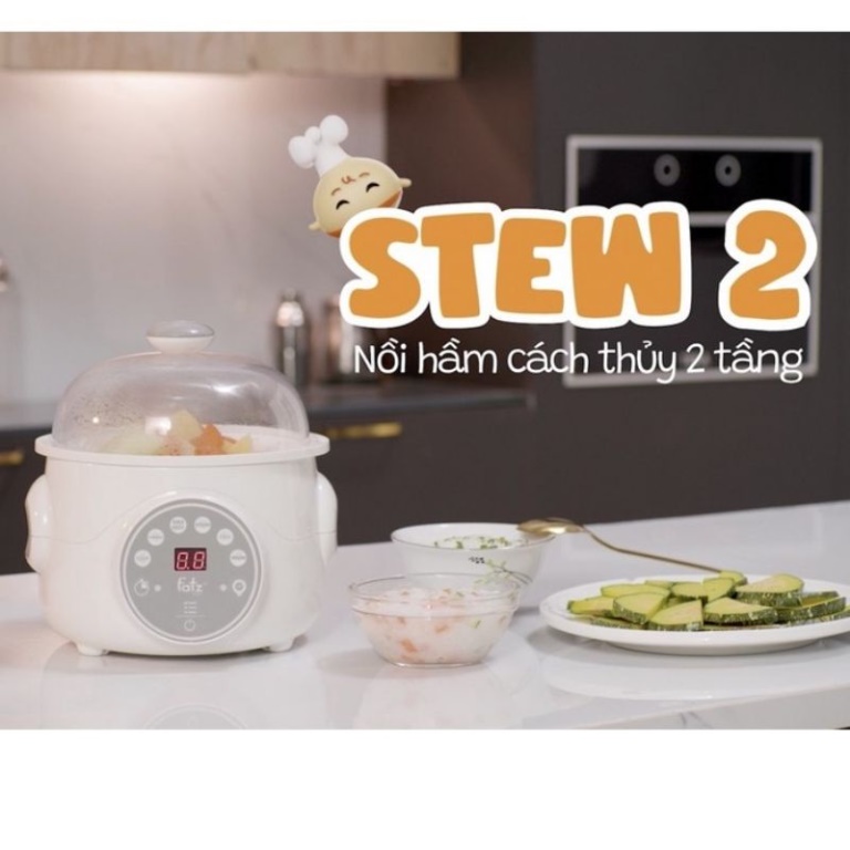 Nồi hầm cách thuỷ 2 tầng 1.0L - STEW 2 - FB9110ZT - Hàng Chính Hãng